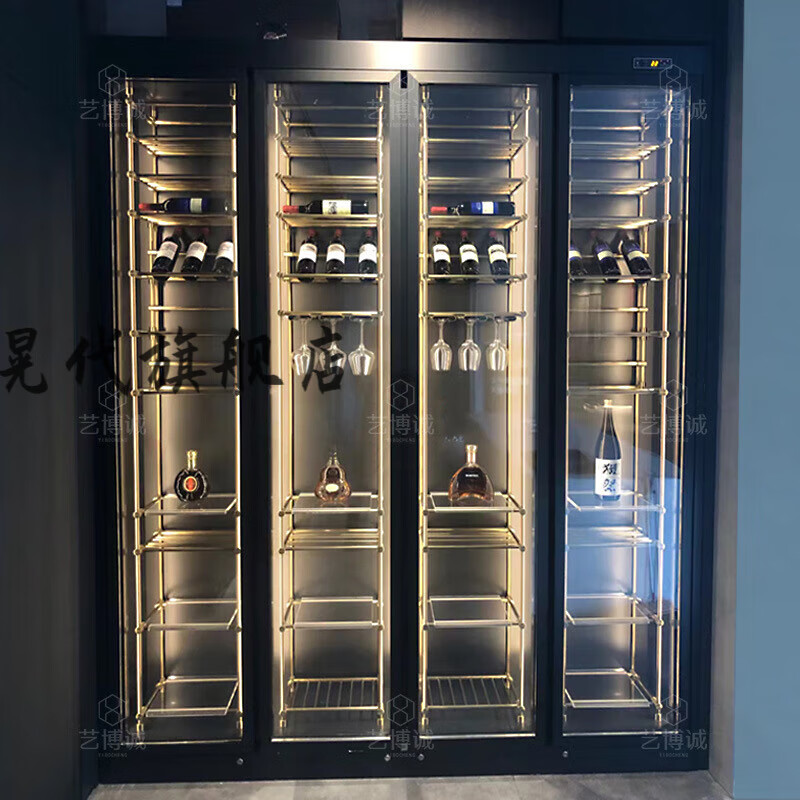 绿野客红酒柜展示架 酒窖欧式酒架展示柜 定制嵌入式不锈钢恒湿恒温