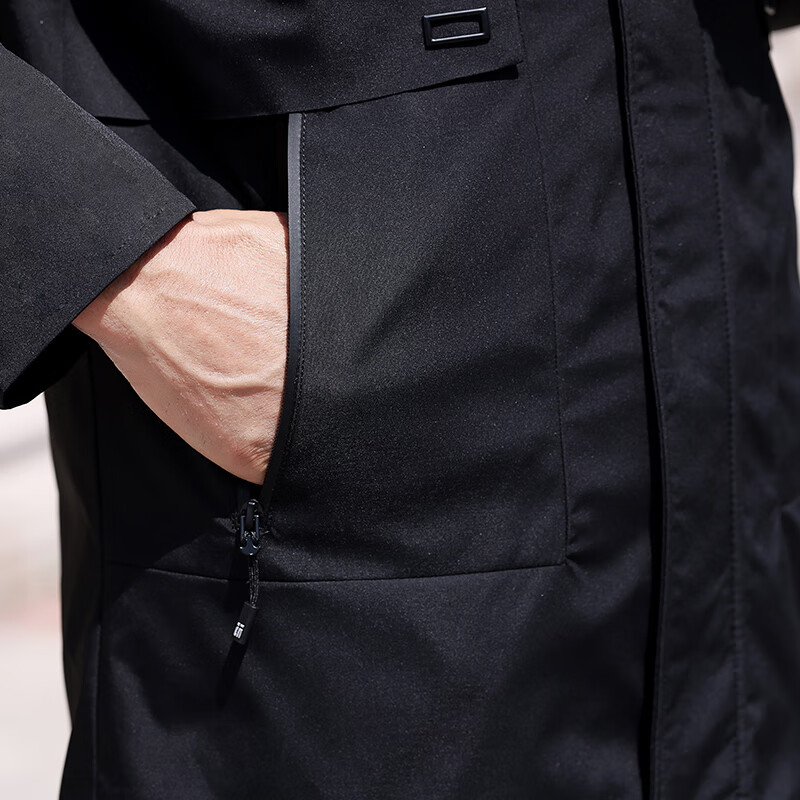 罗蒙活里活面中长款连帽羽绒服男士冬季中老年可脱卸内胆加厚爸爸装 黑色 M 170 尺码偏小（适合80-110斤）