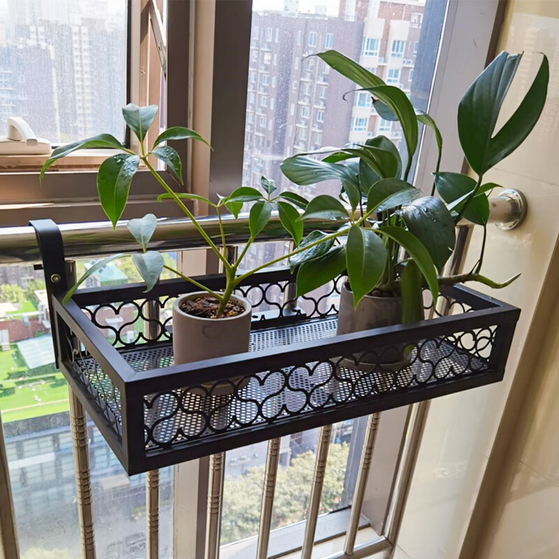 双劲栏杆花架阳台花架悬挂式铁艺护栏花盆挂架多肉室内窗台置物架 长