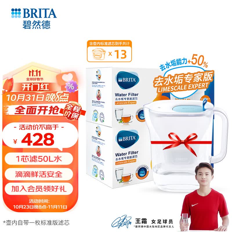 碧然德（brita） 设计师滤水壶+去水垢专家版滤芯套装 专家版滤芯12枚+设计师水壶蓝（到手1壶13芯）属于什么档次？