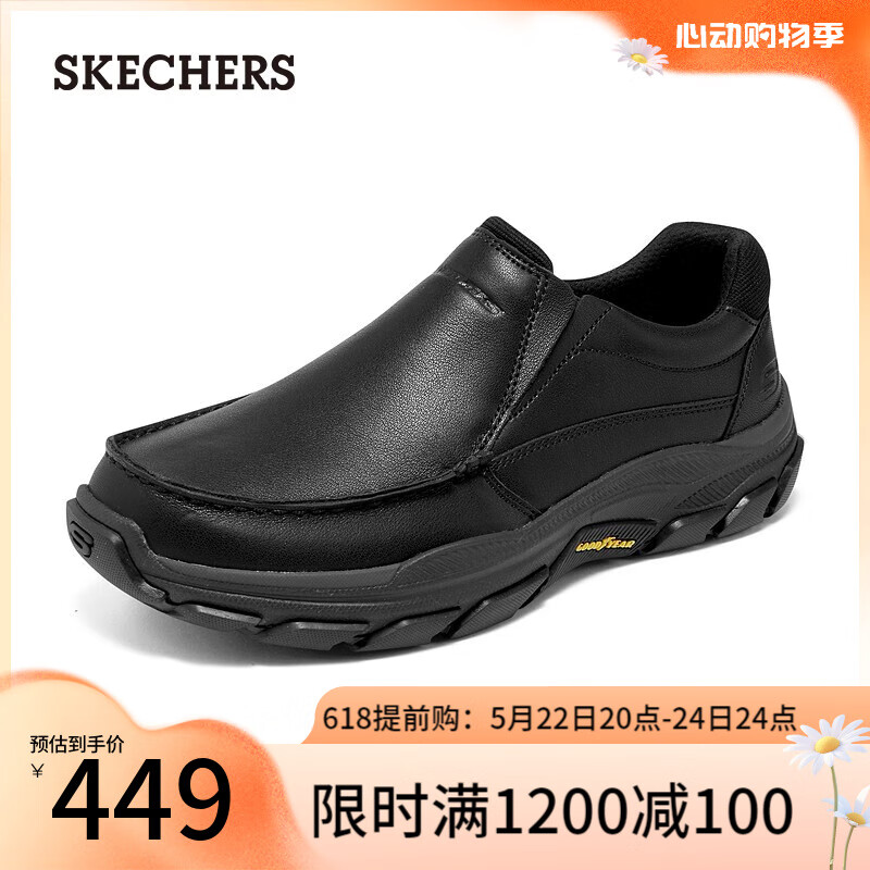 斯凯奇（Skechers）一脚蹬男鞋商务鞋休闲皮鞋舒适支撑缓震通勤工作鞋204321 黑色/BLK 41