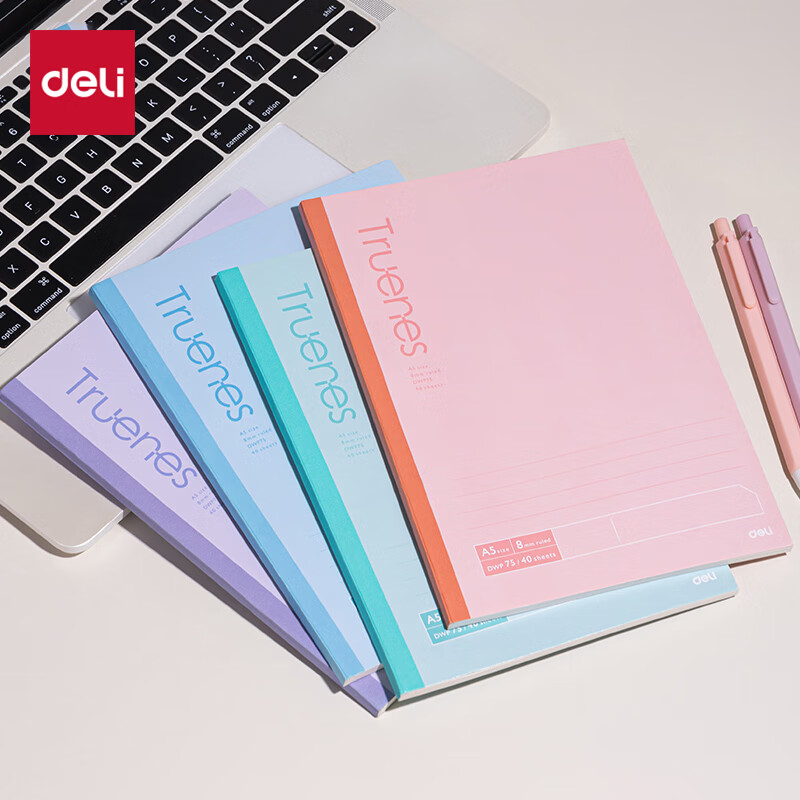 得力（deli）单本A5/40张行纭经典软抄本记事本笔记本本子办公学习用品4色随机发WA540-P