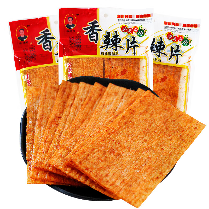 鲜有志8090后怀旧辣片零食82g*6袋池珊珊香辣片辣条硬的干的鸡汁馍片