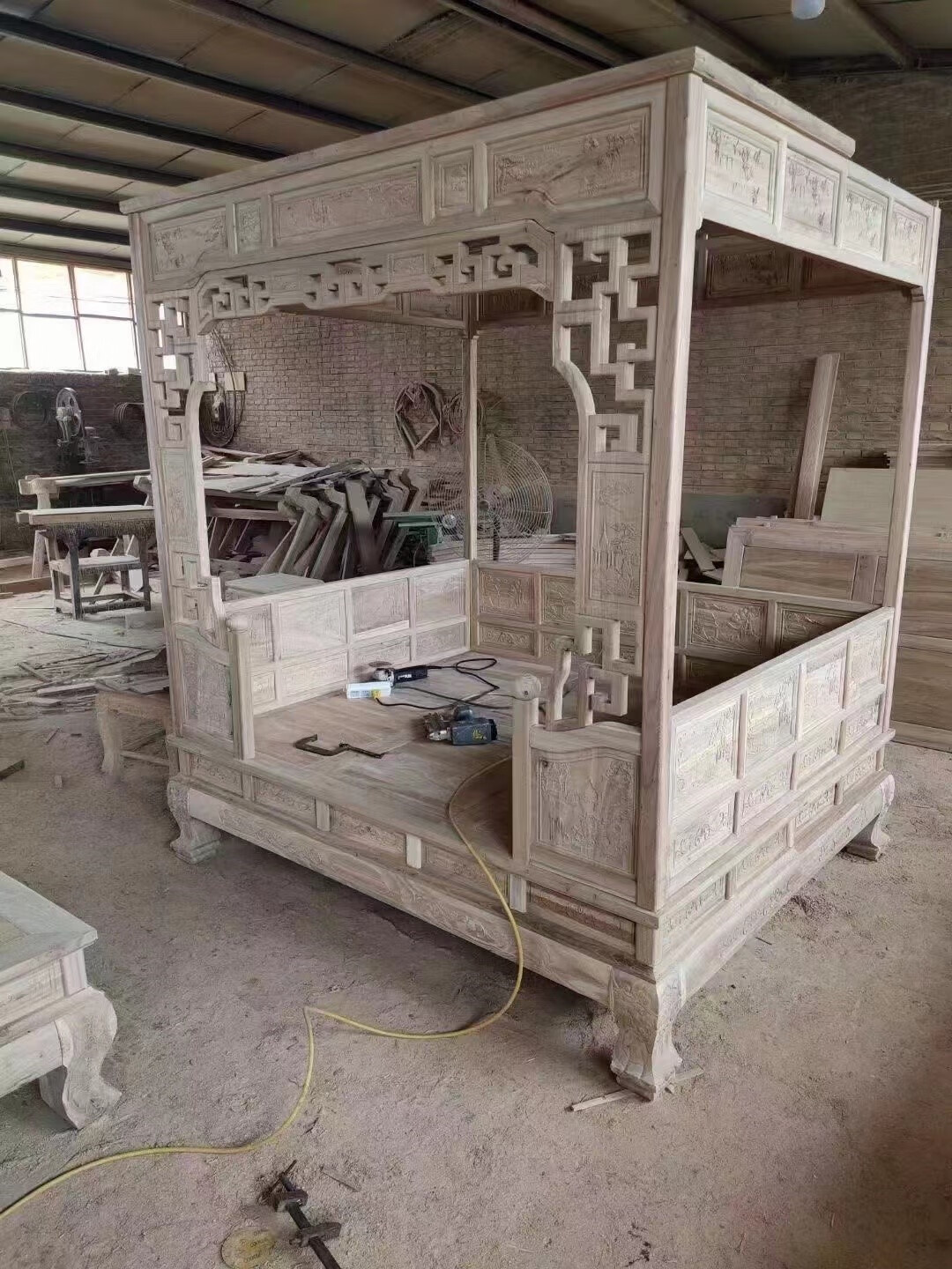 abdt千工八步床 老榆木拔步床踏步床明清仿古架子床千工八步床中式古