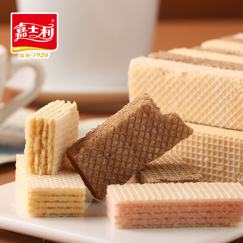 嘉士利经典夹心威化饼乾草莓芒果巧克力椰味休闲小吃零食454g袋装 93g