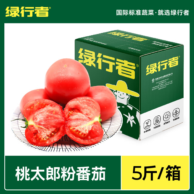 绿行者（GREER）桃太郎粉番茄 品牌果西红柿沙瓤自然熟 当季新鲜酸甜水果蔬菜 桃太郎番茄 5斤
