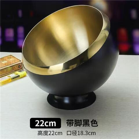 不锈钢烟灰缸台面垃圾斜口创意KTV酒吧桌面烟灰缸酒店大号果皮斗 高档斜口-带底座-22cm-钛黑金