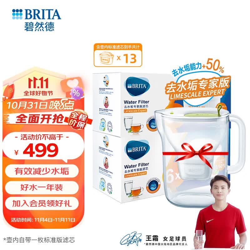 碧然德（brita） 家用净水壶 滤水壶滤芯 MAXTRA+LE 去水垢专家版滤芯 专家版滤芯12枚+设计师水壶绿（到手1壶13芯）怎么样,好用不?