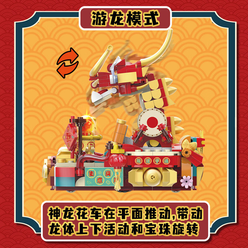哲高工位桌面摆件可动创意手工diy拼装积木玩具氛围礼物送男女生 花车游行【可玩摆件】390PCS
