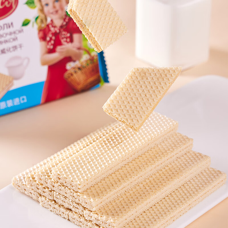 OLEXIA 原装进口威化饼干 多种口味巧克力夹心饼干 办公室零食142g 奶油味威化饼干142g*5袋