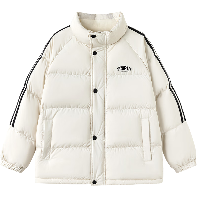 巴拉巴拉儿童羽绒服男童女童冬装保暖宝宝外套学院风校服亲子装潮 白黑色调00419（白鸭绒） 150 cm（充绒量110g）