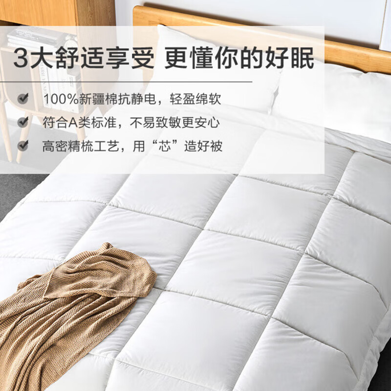 1号会员店100%天然新疆棉花被纯棉被芯冬季厚被保暖无网全棉胎2.0×2.3米8斤