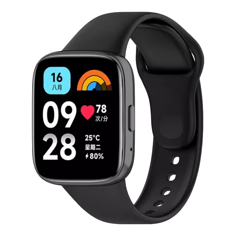 織爾適用于紅米Redmi watch3青春版手表表帶小米智能腕帶運(yùn)動硅膠創(chuàng)意配件多彩防水防塵防滑耐磨腕帶 【深空黑】小米 Redmi watch3青春版 通用