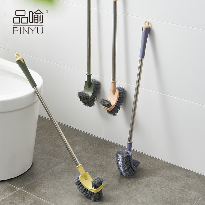 品喻（PINYU）马桶刷子无死角洗厕所刷子神器不锈钢加长柄壁挂卫生间软毛洁厕刷