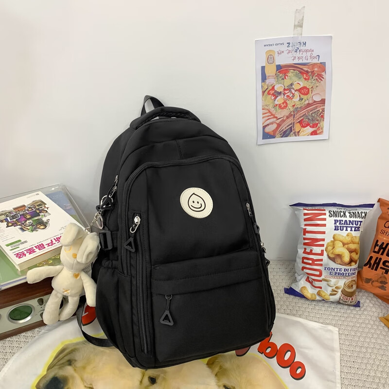 语缇宽肩带书包女大学生日系ins轻便休闲大容量背包初中生减负双肩包