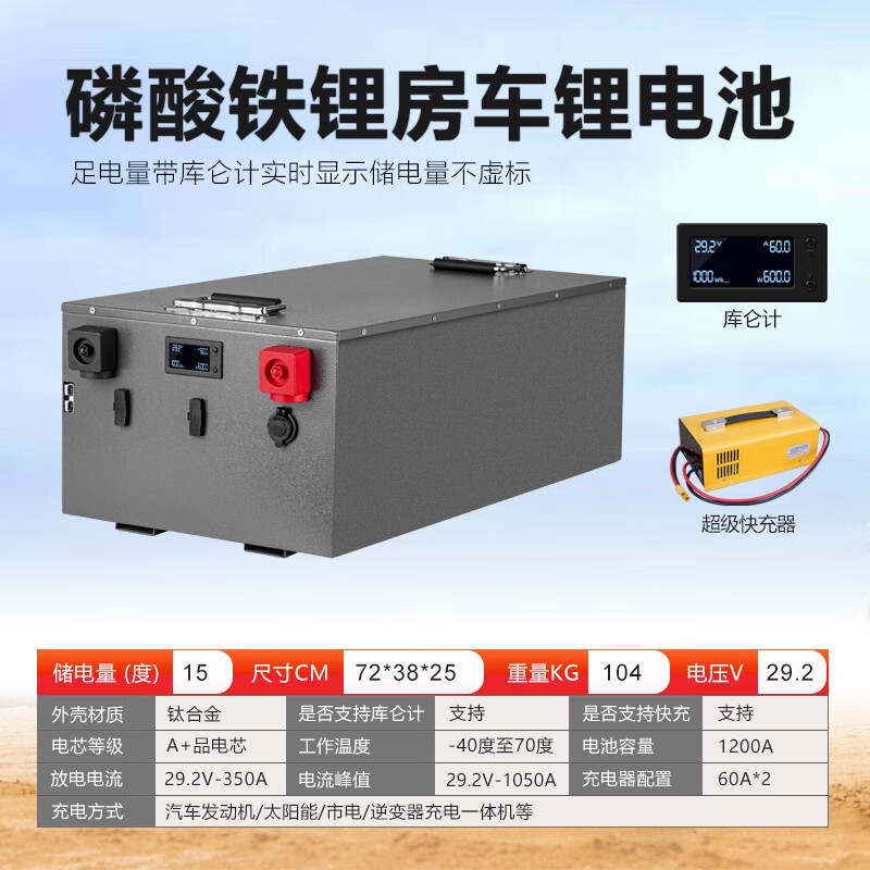 厲輝房車寧德磷酸鐵鋰電池12v24v48V伏大單體電芯車載儲(chǔ)能30度電大容量戶外移動(dòng)電源自駕游擺攤應(yīng)時(shí)代 24V15度電+磷酸鐵鋰+庫侖 8888888mAh