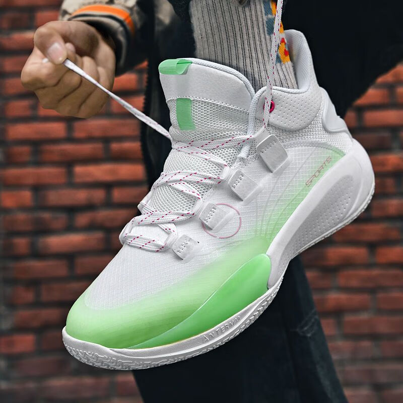 9代篮球鞋男高帮樱花粉学生减震全城9棉花糖耐磨防滑实战运动 白色 36