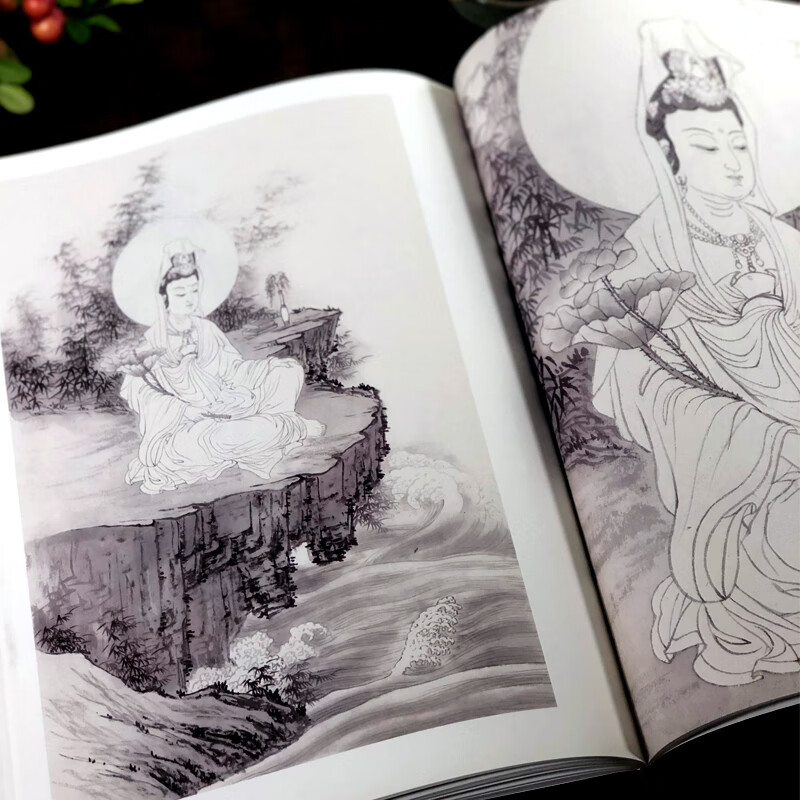 观音妙相白描百图 中国民间神话传统人物艺术素描画 白描工笔绘画线描