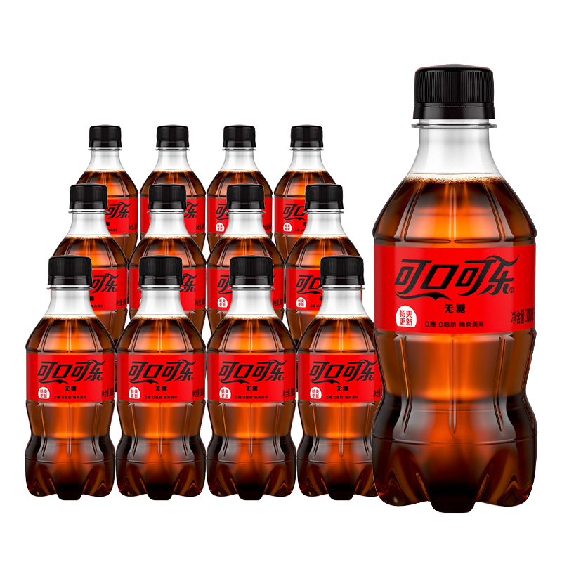 可口可乐（Coca-Cola）汽水碳酸饮料300ML瓶装 新老包装随机发货 零度可乐300ML*12瓶