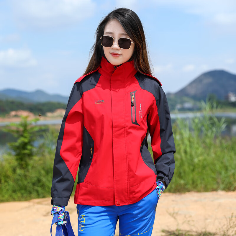 骆驼(camel)冲锋衣女防风防水户外风衣夹克春秋薄款外套潮牌进藏单层