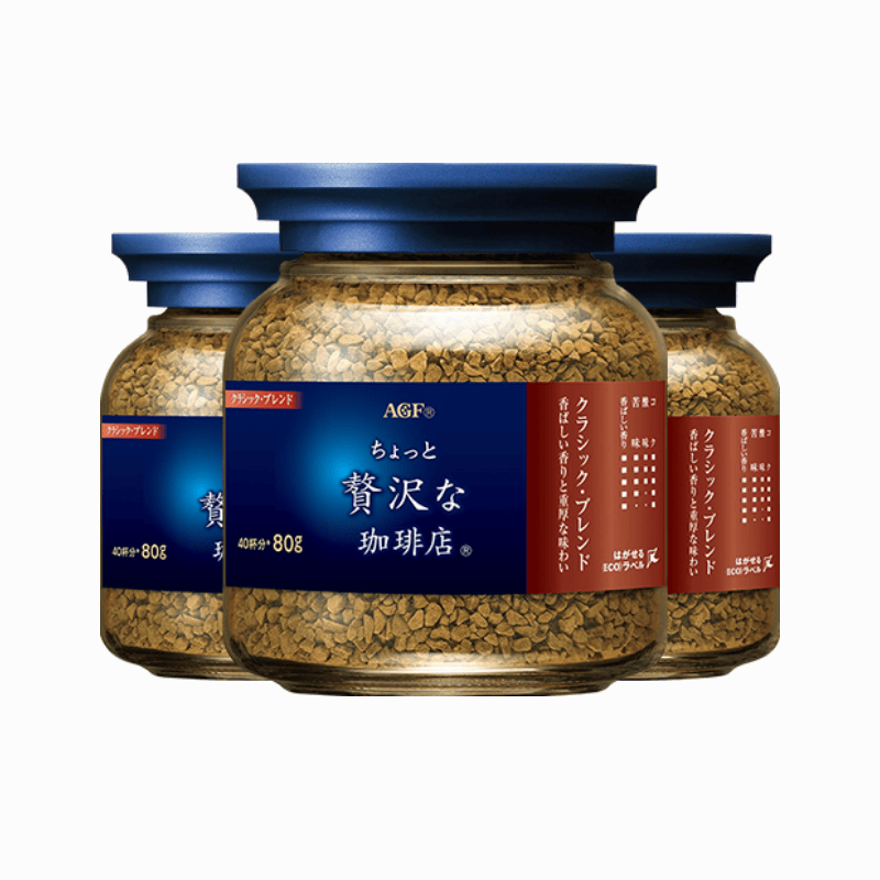 AGF 冻干速溶黑咖啡蓝红罐80g*3 古典艺术混合风味无蔗糖美式咖啡