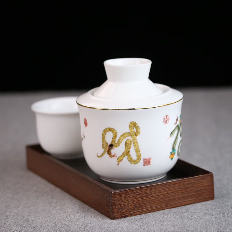 汇儒堂陶瓷温酒器套装烫酒壶老式温酒壶生肖家用陶瓷 五蛇聚福温酒壶三两装