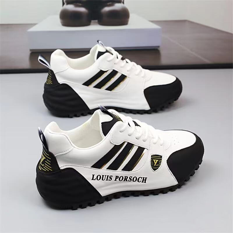 春季新款运动潮流休闲鞋男士潮流包底鞋增高厚底老爹鞋子男 9136白黑