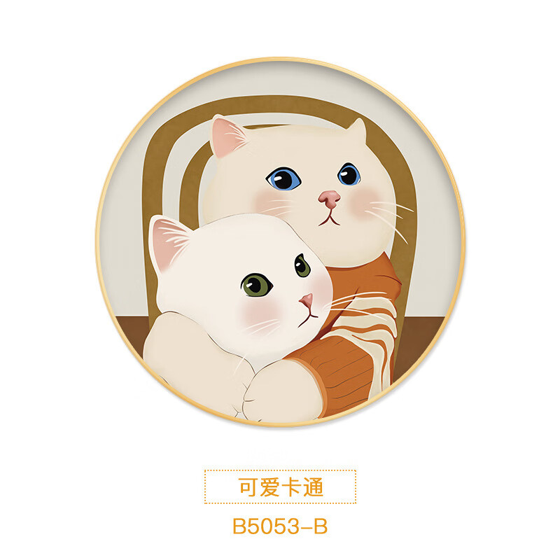 个个熊北欧风客厅壁画可爱房床头装饰画餐厅挂画小清新卧室圆形画t a