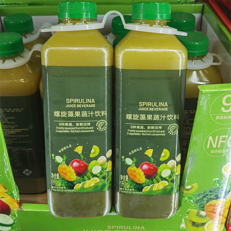 食怀 螺旋藻果蔬汁饮料1升*2瓶 螺旋藻1升*2瓶
