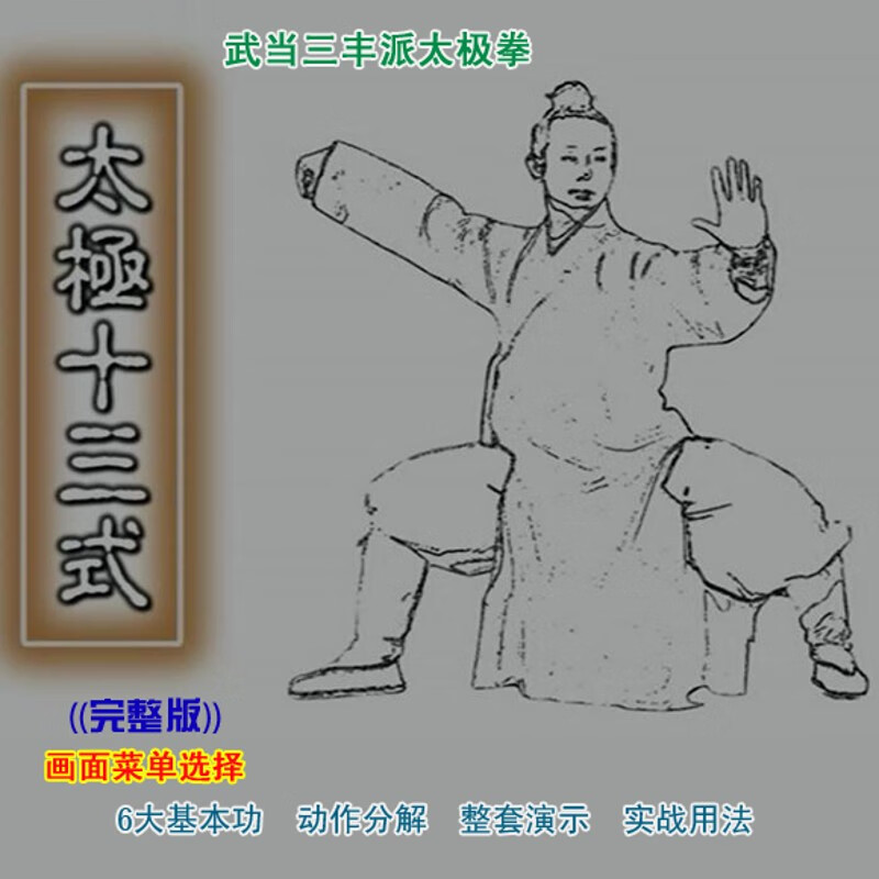 武当太极拳13式自学教程三丰太极十三式动作分解教学陈师行 dvd光盘