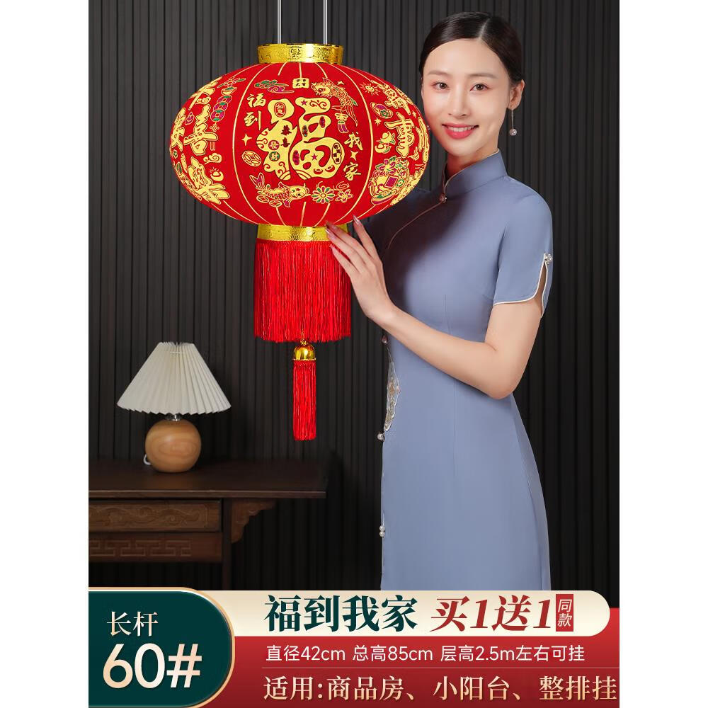 喜多特（XIDUOTE）福字大红灯笼新款2025蛇年大门口一对免插电灯笼过年新年春节挂饰 60#福到我家 0cm