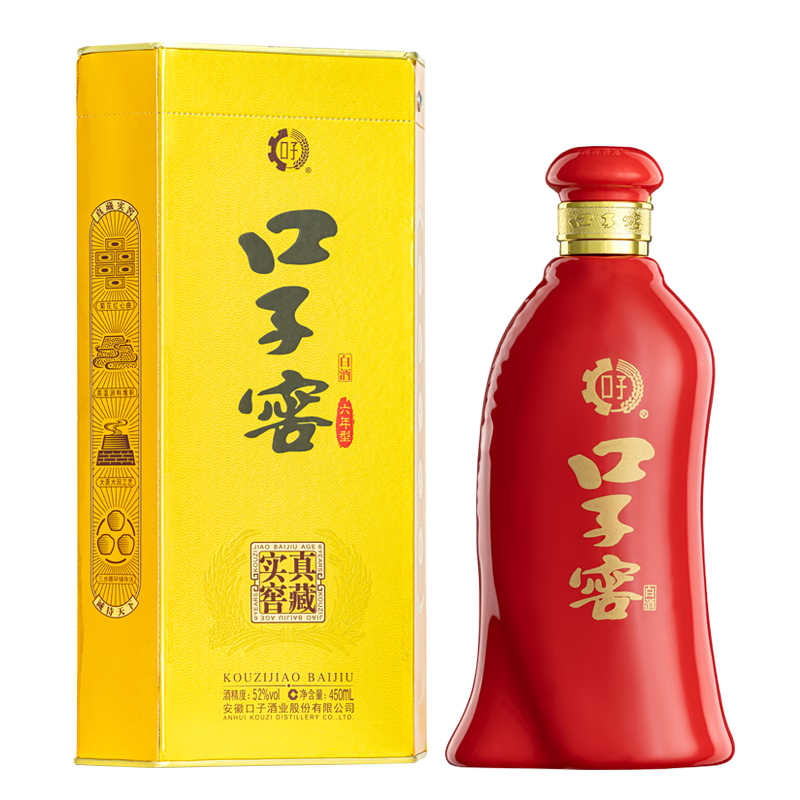 口子窖 真藏实窑 六年型 52%vol 兼香型白酒 450ml 单瓶装