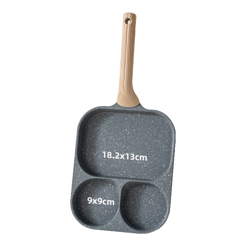 onlycook早餐鍋平底鍋煎蛋鍋 三合一漢堡鍋不粘麥飯石雞蛋專用煎鍋-明火款