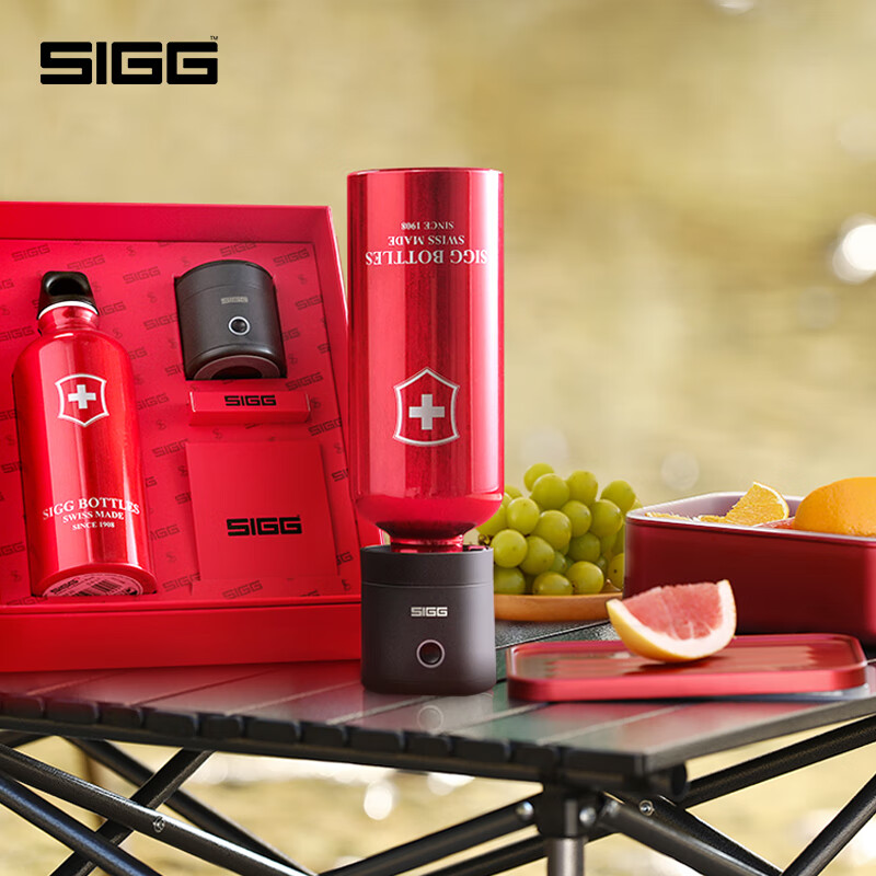 SIGG氫鋁杯子高濃度富氫水杯電解制氫氣鋁瓶高顏值養(yǎng)生水杯禮盒裝 黑色制氫器+紅色鋁瓶 600ml