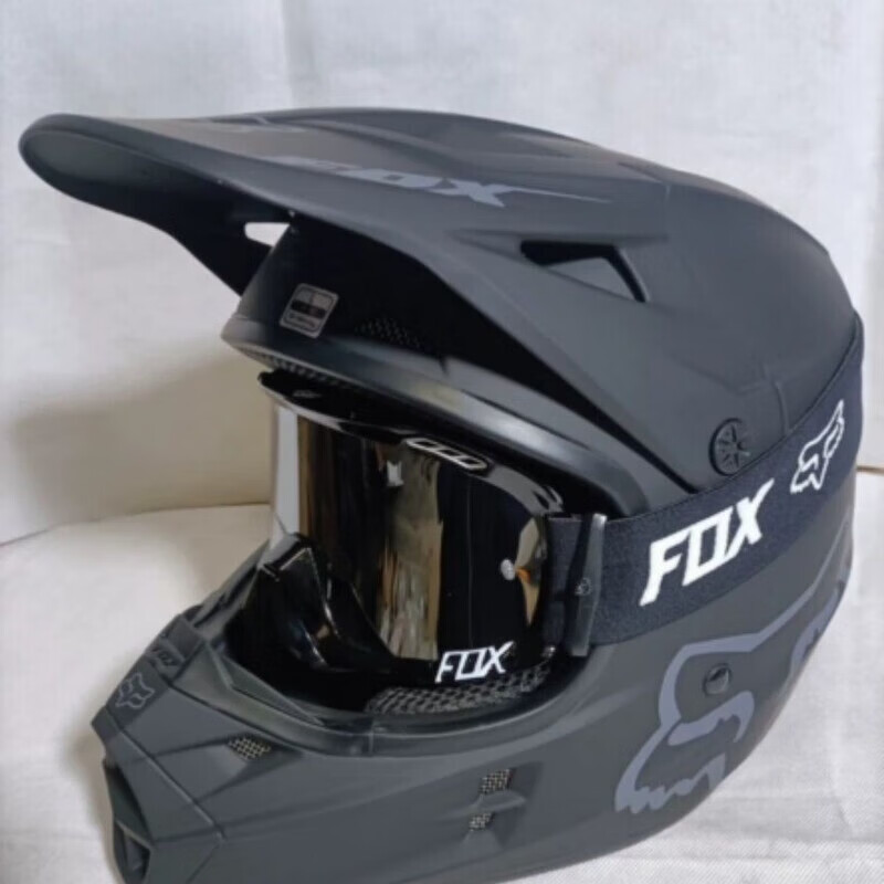 鲁伊森fox头盔越野头盔摩托车18款v1四季男女通用骑行耐力多功能 雅黑
