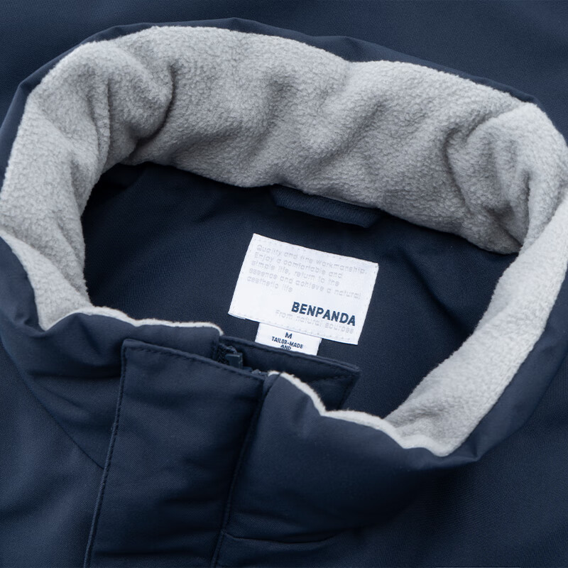 熊猫·本(ben.panda)工装羽绒服男厚款宽松日系立领防寒保暖短款衣秋冬多穿面包服外套 藏青色 「24款1.0」85绒子·新国标 XL