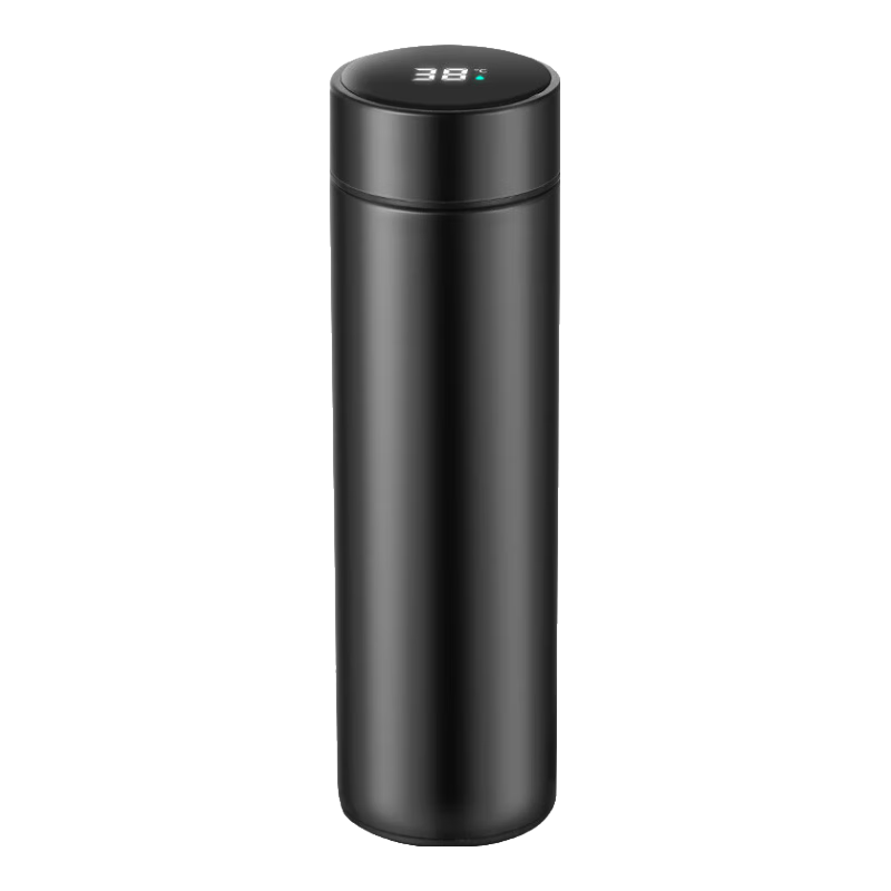 美厨（maxcook）真空保温杯 304不锈钢显温水杯500ml办公室泡茶车载旅行黑MCB1084