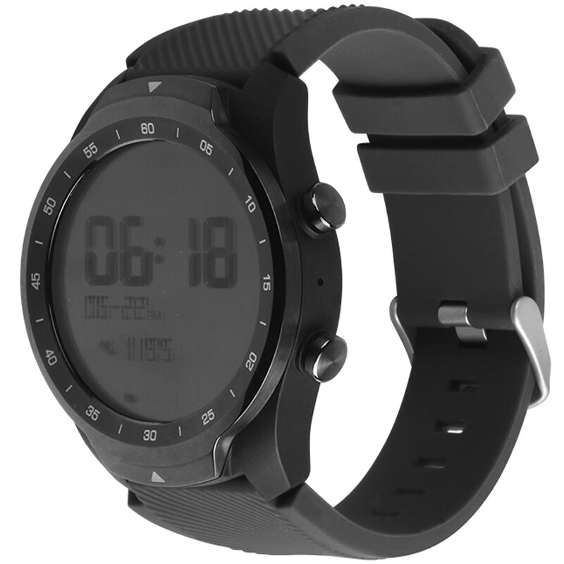 君禾雅适用于Ticwatch Pro2020版S2智能手表带Ticwatchpro 4G运动硅胶腕 黑色 斜纹硅胶表带 Ticwatch Pro/Pro 3