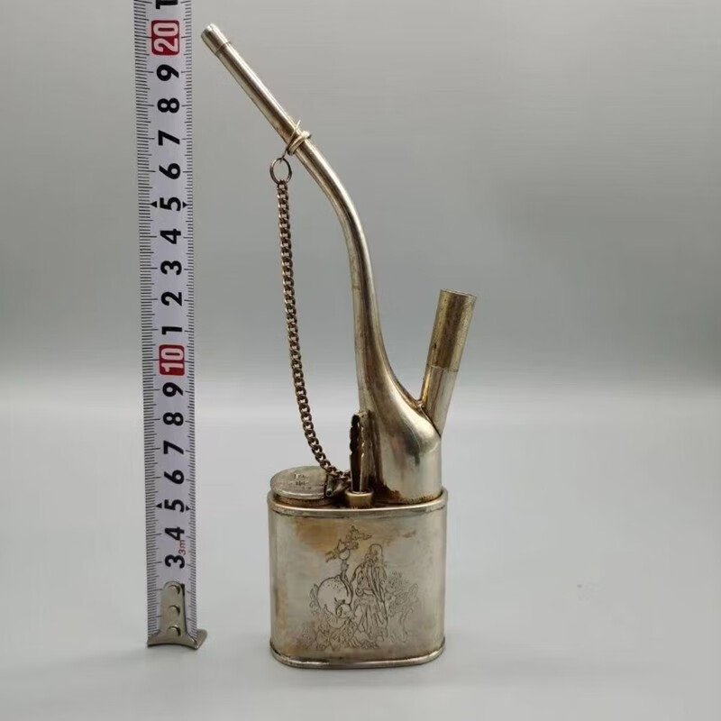 妙普乐兰州甘字水烟复古老式甘字水烟兰州水烟壶水烟袋锅银白铜色水