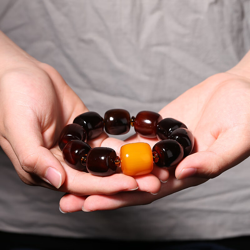 eck天然西藏高原老料牦牛角手串男保·真文玩桶珠手链盘玩收藏情侣 款