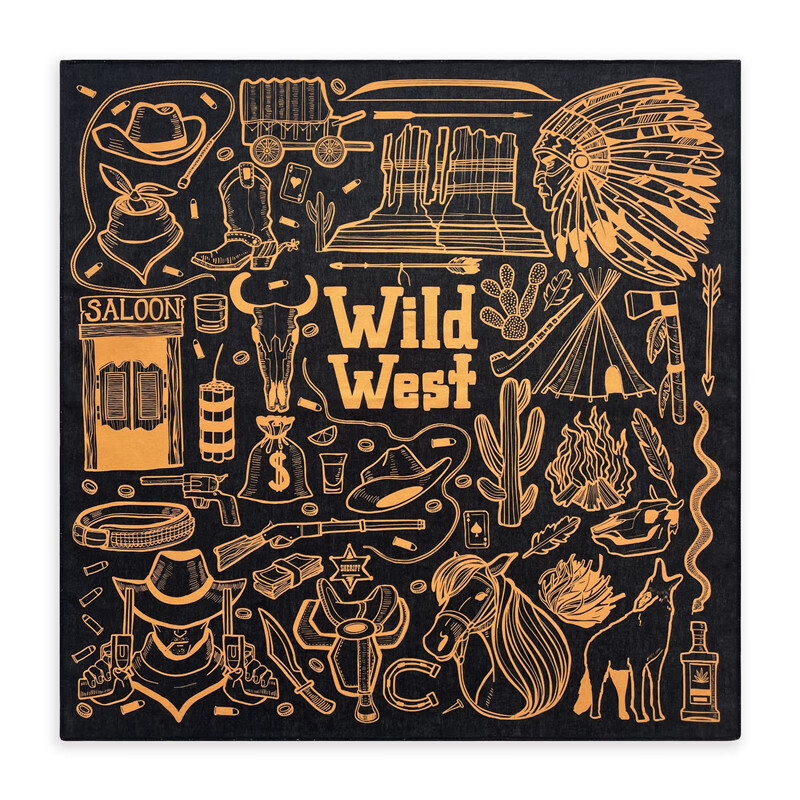 奢依君(sheyijun)西部牛仔围巾 西部牛仔方巾美式复古纯棉围巾男摩托