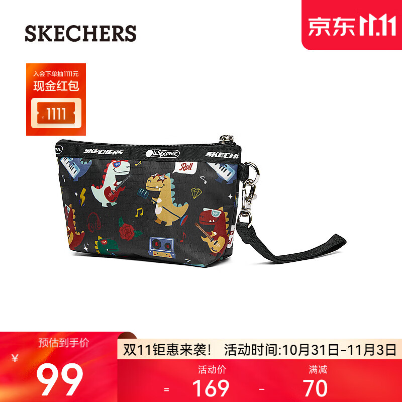 斯凯奇（Skechers）男女同款小恐龙乐队潮酷印花手拿包L323U150 T340恐龙乐队/03TH 均码怎么样,好用不?