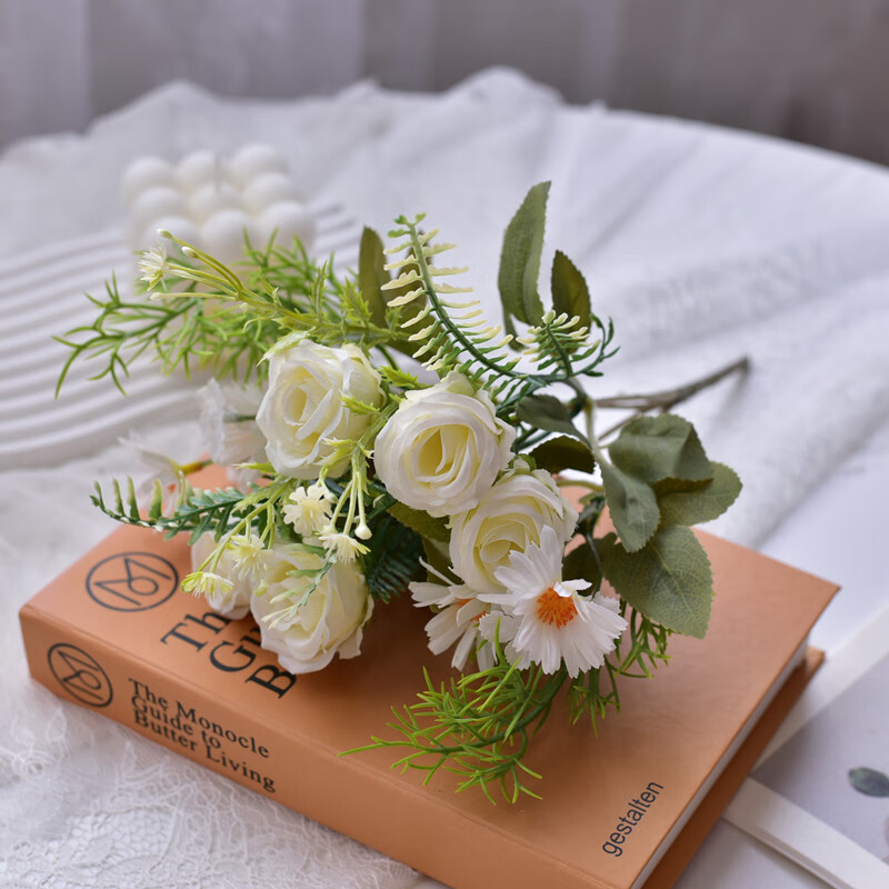 澳颜莱冰箱顶部空间装饰 餐桌花摆花客厅插花冰箱装饰花艺摆件假花仿