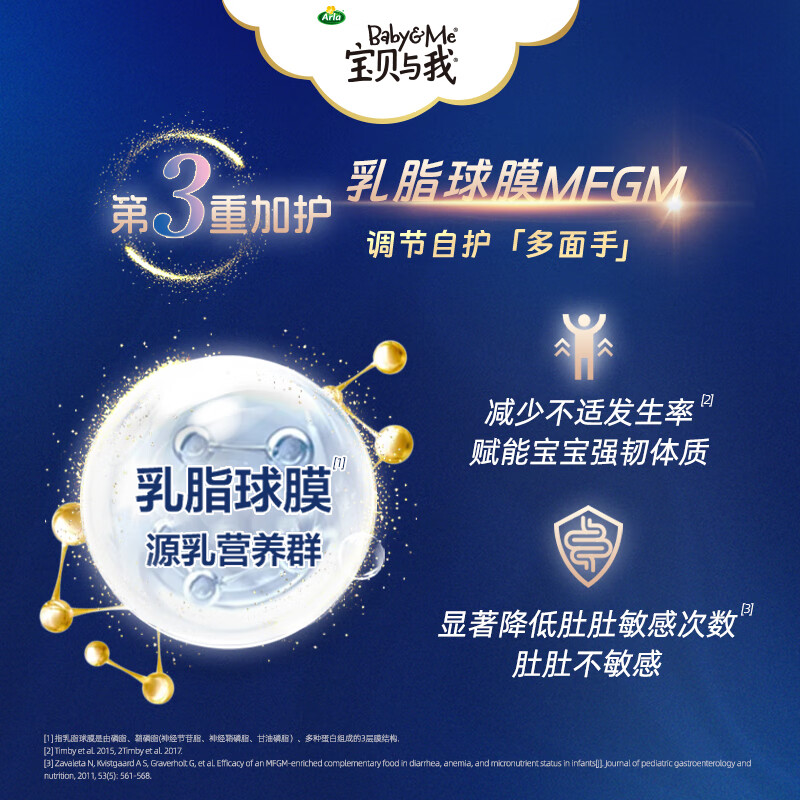 Arla(宝贝与我)丹麦5HMO极光蓝罐 含益生菌较大婴儿奶粉 2段800g*6罐【效期26年6月】