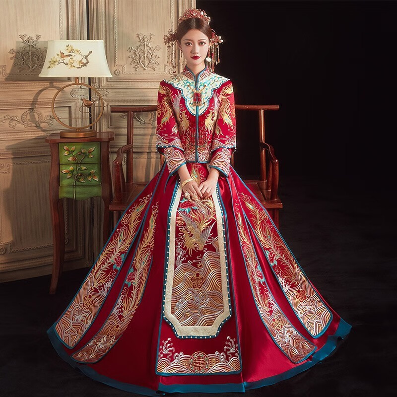 新娘2024新款小个子婚服年结婚敬酒服男女嫁衣秀和服显瘦 圆梦两用袖