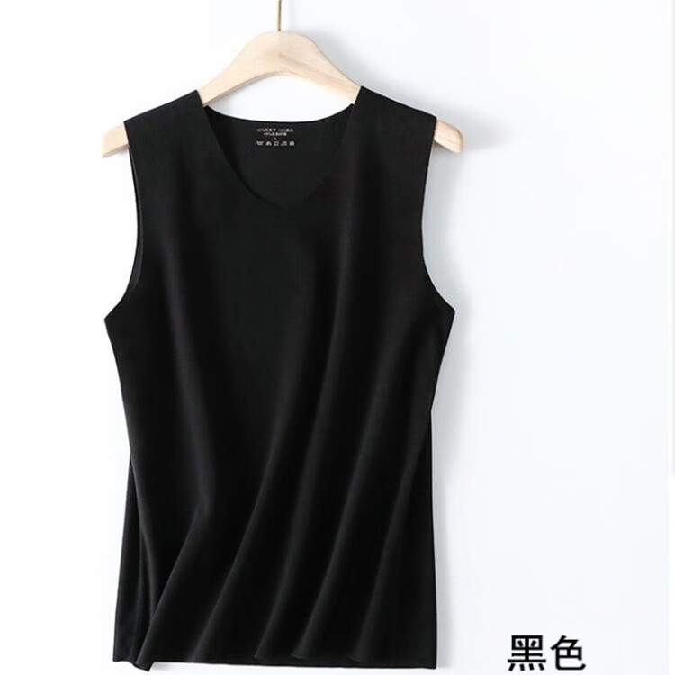 秋冬双面柔软无痕男士保暖背心马甲加厚磨毛打底衫内衣 黑色 XL