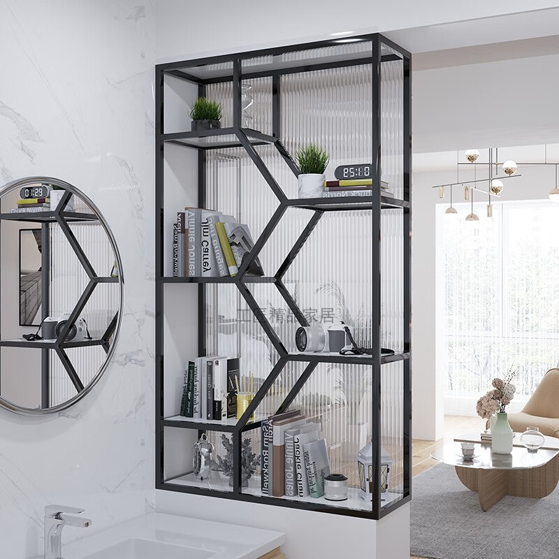 卫生间半隔断柜 卫生间干区半墙隔断柜装饰洗手台铁艺不锈钢半截 黑色