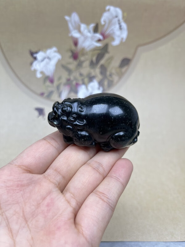 貔貅龙龟葫芦乌龟手把件摆件茶宠sn4689 黑包公貔貅手把件约67*43毫米