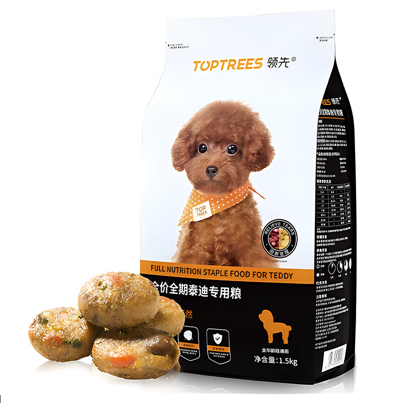 领先（Toptrees）全价泰迪狗粮 贵宾美毛原肉小型成幼犬粮 泰迪狗粮 1.5kg 1袋