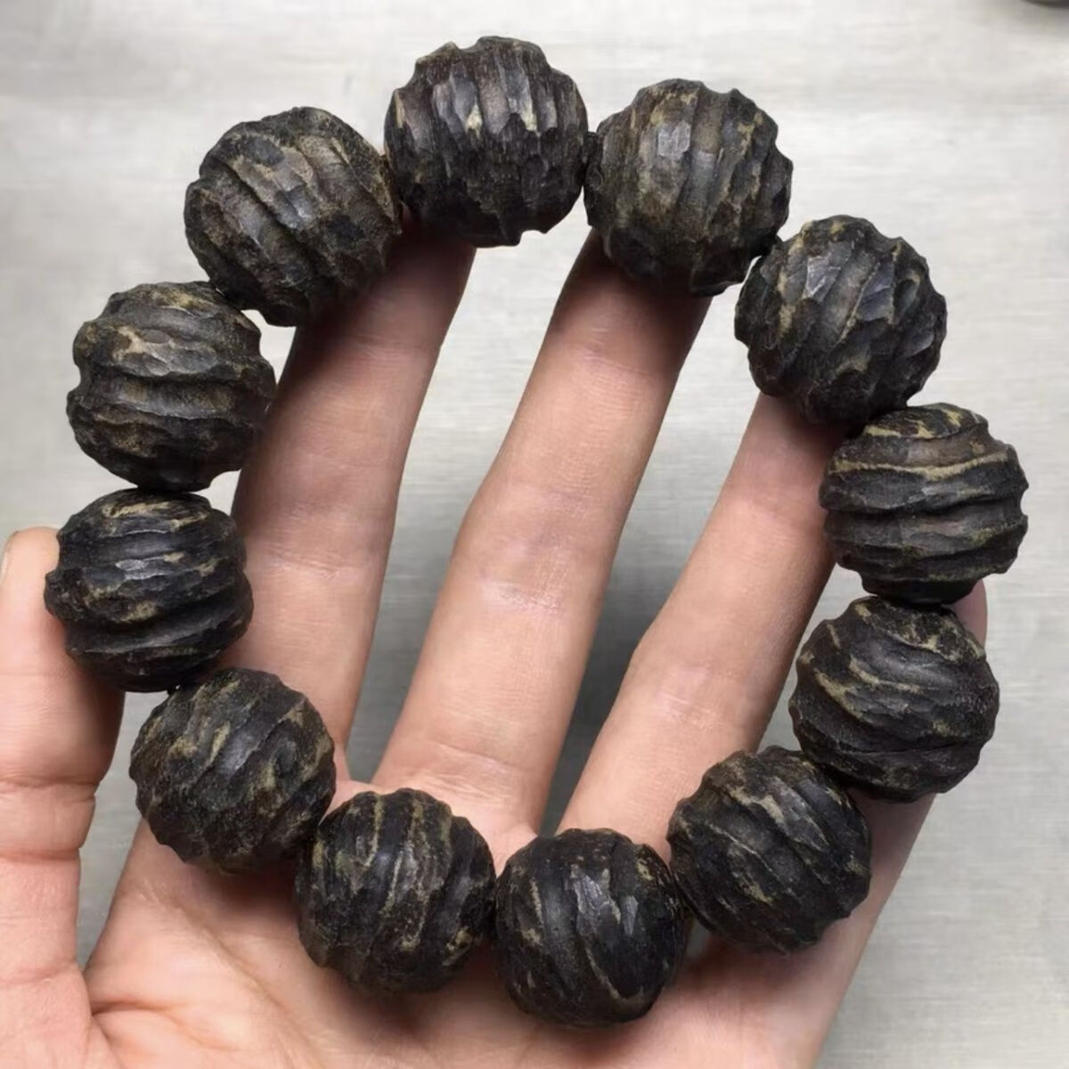 buhesyt沉香手串佛珠男女蚂蚁沉香木文玩手链念珠 海南虫漏沉香